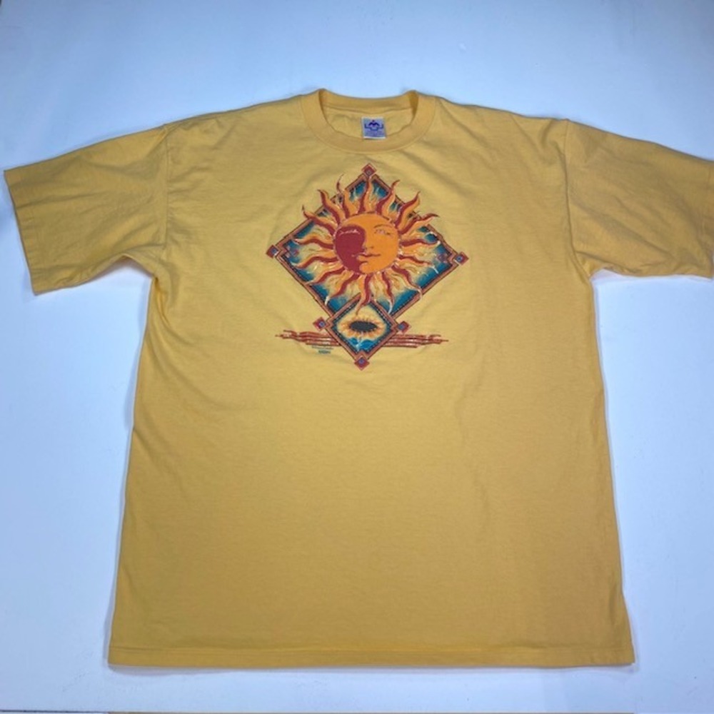 Vintage H L Miller Dream Catcher Yellow Sun Moon Graphic T-Shirt XXL Made in USA